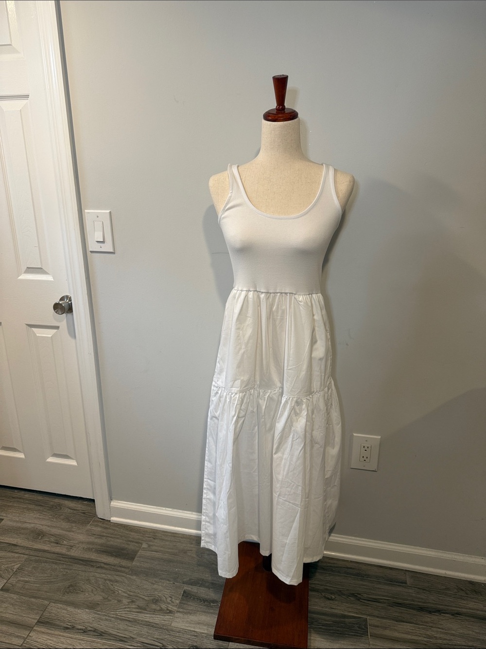 J. Crew Factory White Tiered Midi Dress